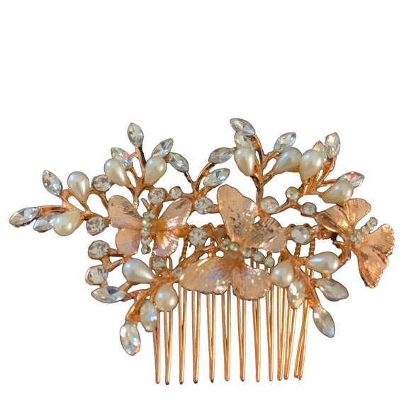 NWT Express 3-Piece Rose Gold Bracelet Hair Comb Earrings - Picture 2 of 6